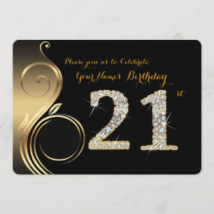 21st,Birthday Invitation,Number Diamond,Photo Invitation