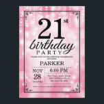 21st Birthday Invitation Pink Glitter<br><div class="desc">21st Birthday Invitation with Pink String Lights with Pink Glitter Background. Pink Birthday. Adult Birthday. Men or Women Bday Invite. 13th 15th 16th 18th 20th 21st 30th 40th 50th 60th 70th 80th 90th 100th, Any age. For further customisation, please click the "Customise it" button and use our design tool to...</div>