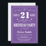 21st Birthday Invitation Purple and White<br><div class="desc">21st Birthday Invitation Purple and White Typography. Purple and White Background. Adult Birthday. Male Men or Women Birthday. Kids Boy or Girl Lady Teen Teenage Bday Invite. 13th 15th 16th 18th 20th 21st 30th 40th 50th 60th 70th 80th 90th 100th. Any Age. For further customisation, please click the "Customise it"...</div>