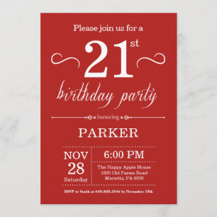 21st Birthday Invitation Red
