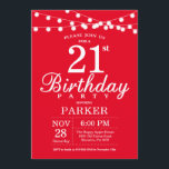 21st Birthday Invitation Red<br><div class="desc">21st Birthday Invitation with String Lights. Red Background. 13th 15th 16th 18th 20th 21st 30th 40th 50th 60th 70th 80th 90th 100th,  Any age. For further customisation,  please click the "Customise it" button and use our design tool to modify this template.</div>