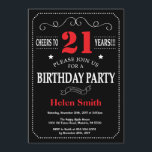 21st Birthday Invitation Red and Black Chalkboard<br><div class="desc">21st Birthday Invitation Red and Black Typography. Chalkboard. Black and White Background. Adult Birthday. Male Men or Women Birthday. Kids Boy or Girl Lady Teen Teenage Bday Invite. 13th 15th 16th 18th 20th 21st 30th 40th 50th 60th 70th 80th 90th 100th. Any Age. For further customisation, please click the "Customise...</div>