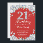 21st Birthday Invitation Red and Silver Diamond<br><div class="desc">21st Birthday Invitation. Red and Silver Rhinestone Diamond. Elegant Birthday Bash invite. Adult Birthday. Women Birthday. Men Birthday. For further customisation,  please click the "Customise it" button and use our design tool to modify this template.</div>