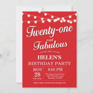21st Birthday Invitation Red Fabulous