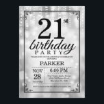 21st Birthday Invitation Silver Glitter<br><div class="desc">21st Birthday Invitation with Silver String Lights with Silver Glitter Background. Silver Birthday. Adult Birthday. Men or Women Bday Invite. 13th 15th 16th 18th 20th 21st 30th 40th 50th 60th 70th 80th 90th 100th, Any age. For further customisation, please click the "Customise it" button and use our design tool to...</div>