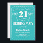 21st Birthday Invitation Teal and White<br><div class="desc">21st Birthday Invitation Teal and White Typography. Teal and White Background. Adult Birthday. Male Men or Women Birthday. Kids Boy or Girl Lady Teen Teenage Bday Invite. 13th 15th 16th 18th 20th 21st 30th 40th 50th 60th 70th 80th 90th 100th. Any Age. For further customisation, please click the "Customise it"...</div>