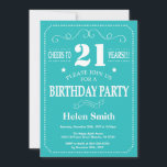 21st Birthday Invitation Teal and White<br><div class="desc">21st Birthday Invitation Teal and White Typography. Teal and White Background. Adult Birthday. Male Men or Women Birthday. Kids Boy or Girl Lady Teen Teenage Bday Invite. 13th 15th 16th 18th 20th 21st 30th 40th 50th 60th 70th 80th 90th 100th. Any Age. For further customisation, please click the "Customise it"...</div>