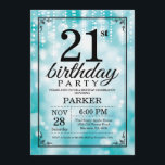 21st Birthday Invitation Teal Glitter<br><div class="desc">21st Birthday Invitation with Teal String Lights with Teal Glitter Background. Teal Birthday. Adult Birthday. Men or Women Bday Invite. 13th 15th 16th 18th 20th 21st 30th 40th 50th 60th 70th 80th 90th 100th, Any age. For further customisation, please click the "Customise it" button and use our design tool to...</div>
