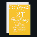 21st Birthday Invitation Yellow<br><div class="desc">21st Birthday Invitation with String Lights. Yellow Background. Men or Female Lady Elegant bday Invite. 13th 15th 16th 18th 20th 21st 30th 40th 50th 60th 70th 80th 90th 100th,  Any age. For further customisation,  please click the "Customise it" button and use our design tool to modify this template.</div>