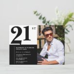 21st birthday invitations Black White Photo<br><div class="desc">21st birthday invitations Black White Photo</div>