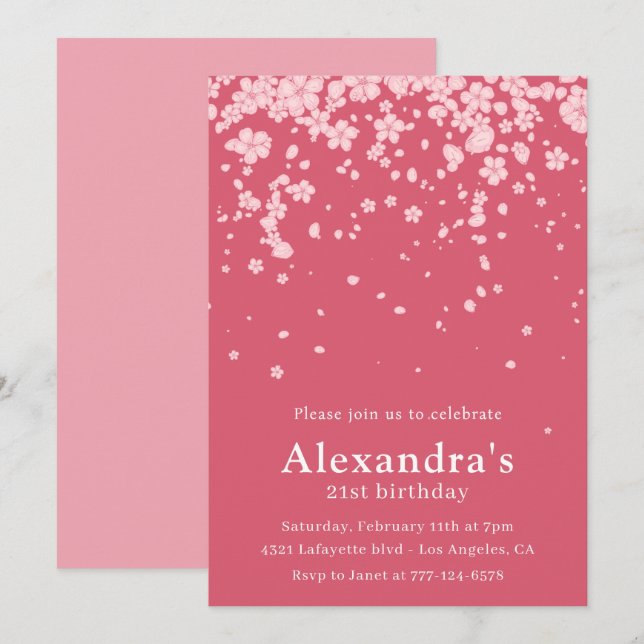 21st birthday invitations Boho Floral Beautiful (Front/Back)