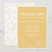 21st birthday invitations Brunch Modern Yellow