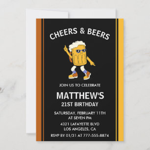 21st birthday invitations Cheers and Beers Funny