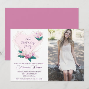 21st birthday invitations Elegant Boho Photo