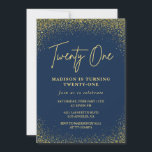 21st birthday invitations Gold Navy Glitter<br><div class="desc">21st birthday invitations Gold Navy Glitter</div>