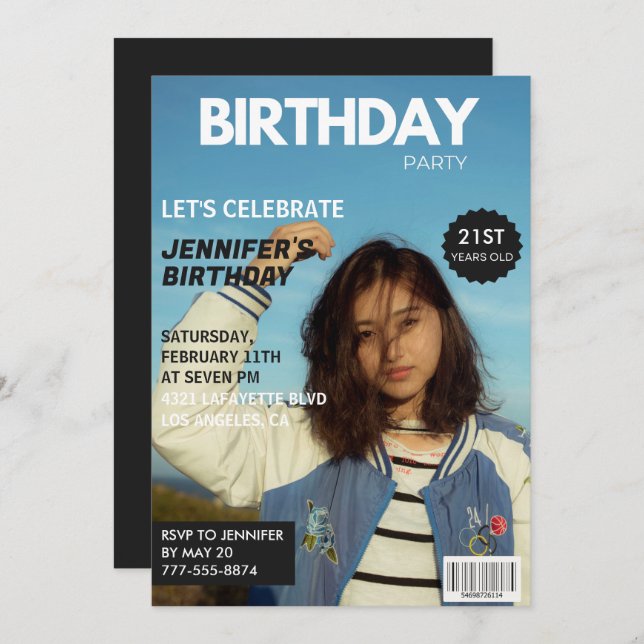 21st birthday invitations Magazine Cover (Front/Back)