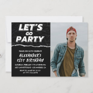 21st birthday invitations Men Black Photo