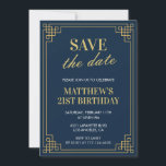 21st birthday invitations Men Save the date Blue<br><div class="desc">21st birthday invitations Men Save the date Blue</div>