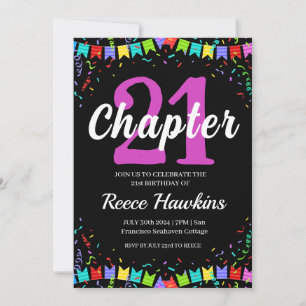 21st birthday invitations modern black and white