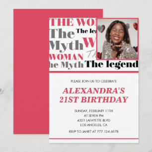 21st birthday invitations Photo Woman Myth Legend