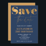 21st birthday invitations Save the date Gold Navy<br><div class="desc">21st birthday invitations Save the date Gold Navy</div>