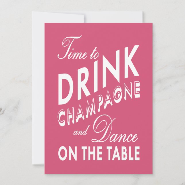 21st Birthday Invite Time to Drink Champagne pink (Front)
