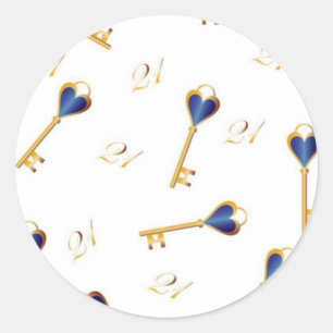 21st Birthday keys Classic Round Sticker