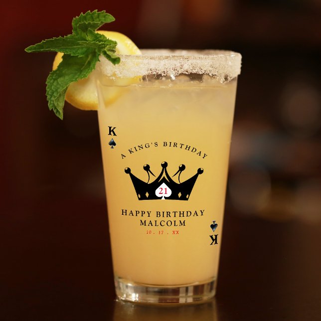 21st Birthday King of Spades Casino Poker Card Glass (Let's Get Nauti Nautical Wedding Bar Drinks Menu
)
