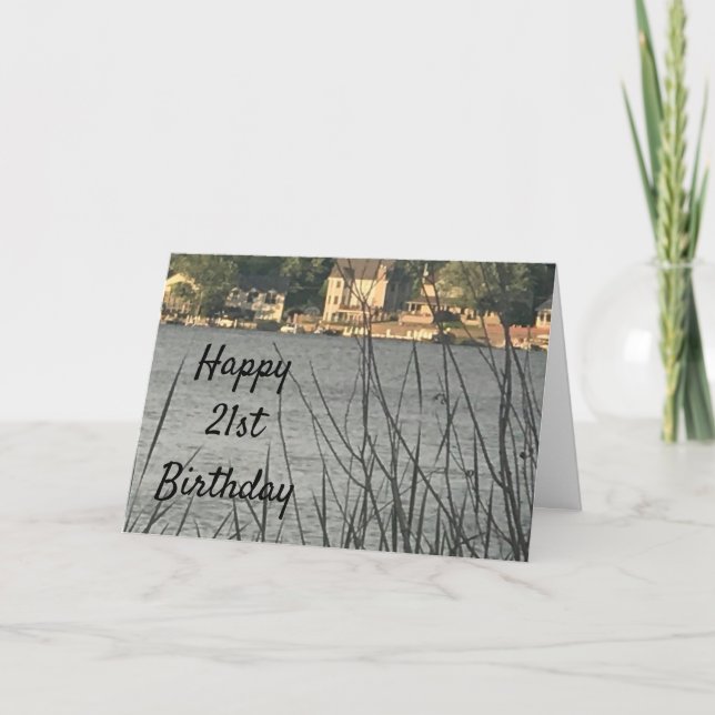 **21st BIRTHDAY**  **LAKE LIVING BIRTHDAY CARD** Card (Front)