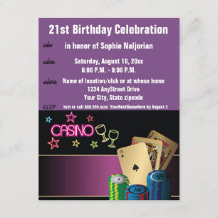 21st Birthday Las Vegas or Casino Invitation