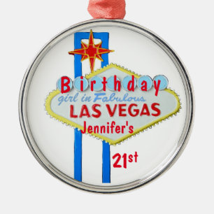 21st Birthday Las Vegas Pendant Metal Tree Decoration