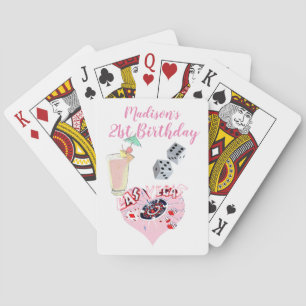 21st Birthday Las Vegas pink  Playing Cards