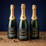 21st Birthday Legend Add Your Name 2005 Vintage Sparkling Wine Label<br><div class="desc">Born in 2005 and celebrating their 21st birthday we have the ideal sparkling wine bottle labels. The black background with a white and gold vintage typography design design is simple and yet elegant with a retro feel. Easily customize the text of this birthday label using the template provided. More gifts...</div>