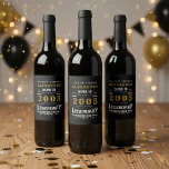 21st Birthday Legend Born 2005 Vintage Black Wine Label<br><div class="desc">A personalized classic wine bottle label design for that birthday celebration for somebody born in 2005 and turning 21. Add the name to this vintage retro style black, white and gold design for a custom birthday gift. Easily edit the name and year with the template provided. A wonderful custom black...</div>
