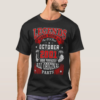 21st Birthday  Legends Born In October 2001 21 Yrs T-Shirt