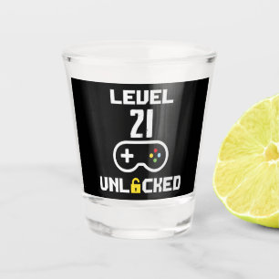 21st Birthday Level 21 Unlocked Gamer Birthday Shot Glass