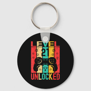 21st Birthday Level 21 Unlocked Gamer Funny Birthd Key Ring