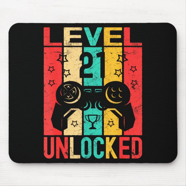 21st Birthday Level 21 Unlocked Gamer Funny Birthd Mouse Mat (Front)