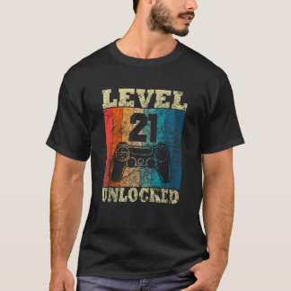 21st Birthday Level Unlocked Vintage for Gamers T-Shirt