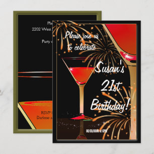 21st Birthday Martini Cocktail Party Invitation