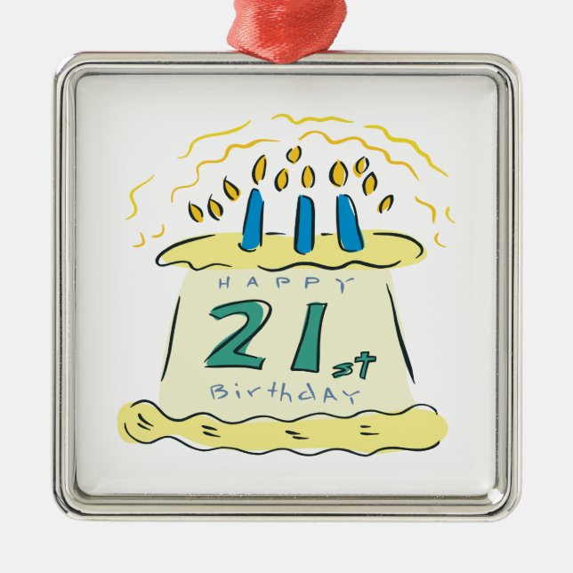 21st Birthday Metal Tree Decoration (Front)