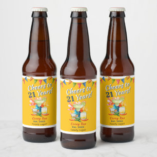 21st Birthday Mexican Fiesta Cheers to 21 Years Beer Bottle Label