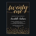 21st Birthday Modern Black Gold Confetti Script Invitation<br><div class="desc">Modern Black Gold Confetti Dots Script 21st Birthday Invitation
The design features 'twenty one' in a modern elegant script and gold confetti dots accent.
If you would like to customise the text 'twenty one' to another age,  feel free to email us at panggadesigns@gmail.com.</div>
