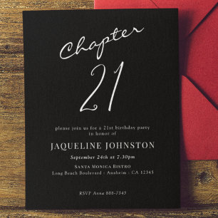21st Birthday Modern Elegant Calligraphy Script Invitation