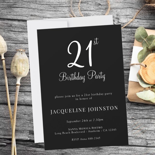 21st Birthday Modern Elegant Script Invitation (Creator Uploaded)
