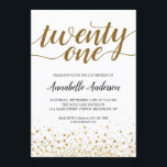 21st Birthday Modern Gold Confetti Dots Script Invitation<br><div class="desc">Modern Gold Confetti Dots Script 21st Birthday Invitation
The design features 'twenty one' in a modern elegant script and gold confetti dots accent.
If you would like to customise the text 'twenty one' to another age,  feel free to email us at panggadesigns@gmail.com.</div>