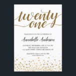 21st Birthday Modern Gold Confetti Dots Script Invitation<br><div class="desc">Modern Gold Confetti Dots Script 21st Birthday Invitation
The design features 'twenty one' in a modern elegant script and gold confetti dots accent.
If you would like to customise the text 'twenty one' to another age,  feel free to email us at panggadesigns@gmail.com.</div>