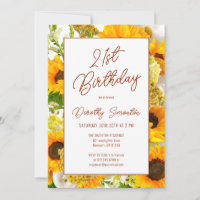 21st Birthday Modern Sunflower Floral