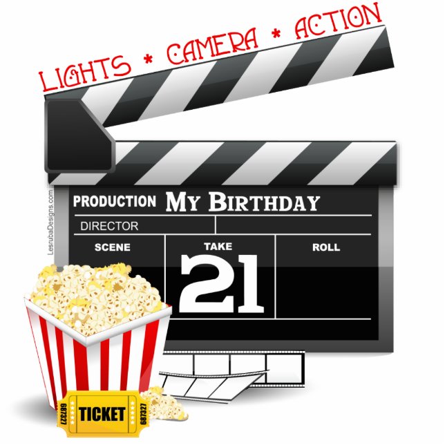 21st Birthday Movie Party Standing Photo Sculpture (Front)