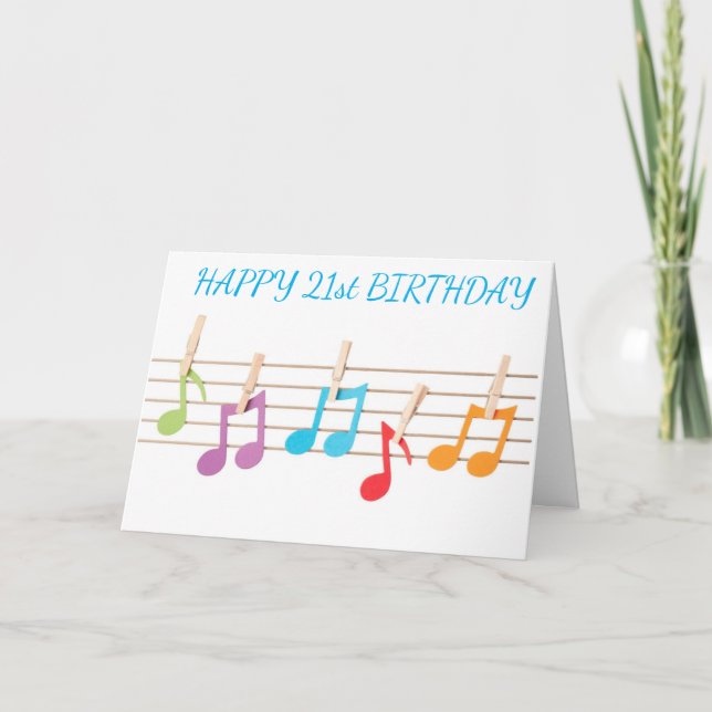 **21st  BIRTHDAY** MUSICAL NOTES BIRTHDAY WISHES (Front)